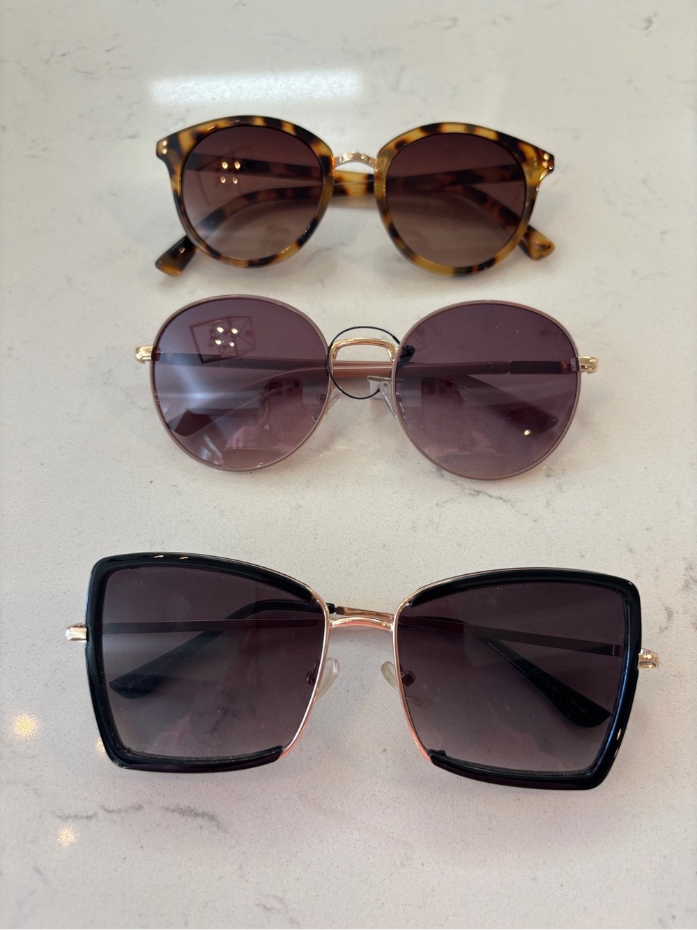 Women’s Black Square Frame Sunglasses - Gold Accents